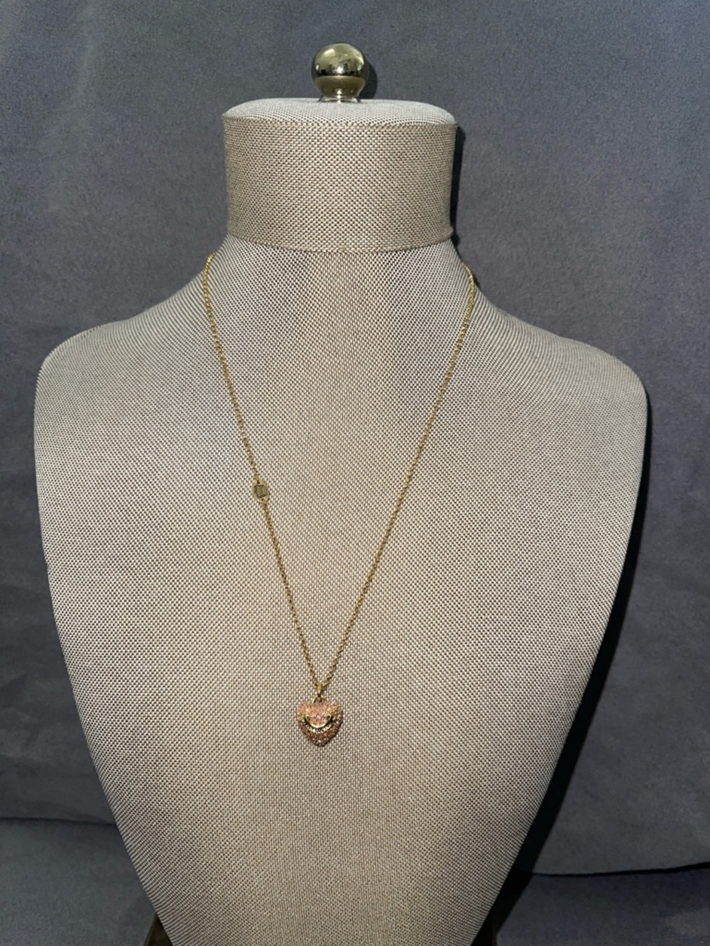 Juicy Couture Gold Heart Pendant Necklace with Pink Accents